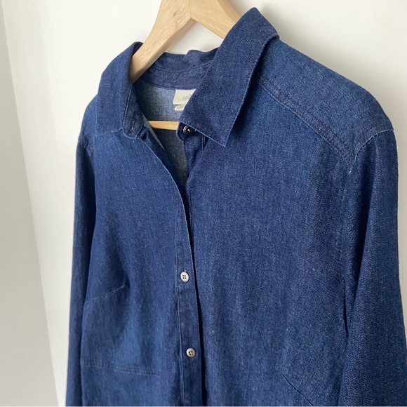 J. JILL DENIM DARK DENIM HALF BUTTON SHORT  CASUAL SHIRT DRESS WITH POCKETS, 1X - Picture 6 of 10